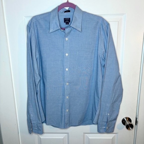 J. Crew Factory Light Blue Slim Flex Casual Button Down Shirt Waterfall Blue L - Picture 5 of 12